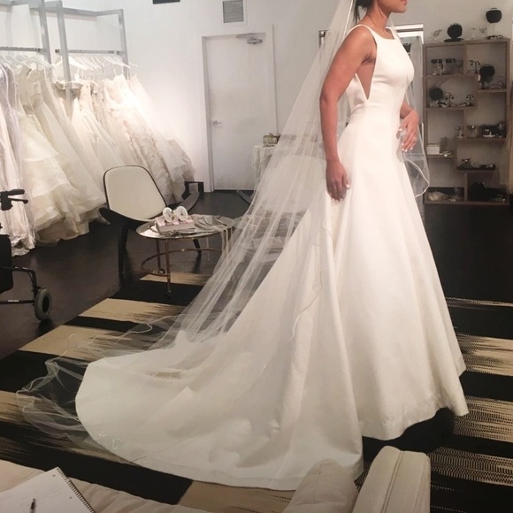 MIKAELLA wedding gown by PALOMA BLANCA backless in satin in Small/XS - Picture 5 of 15